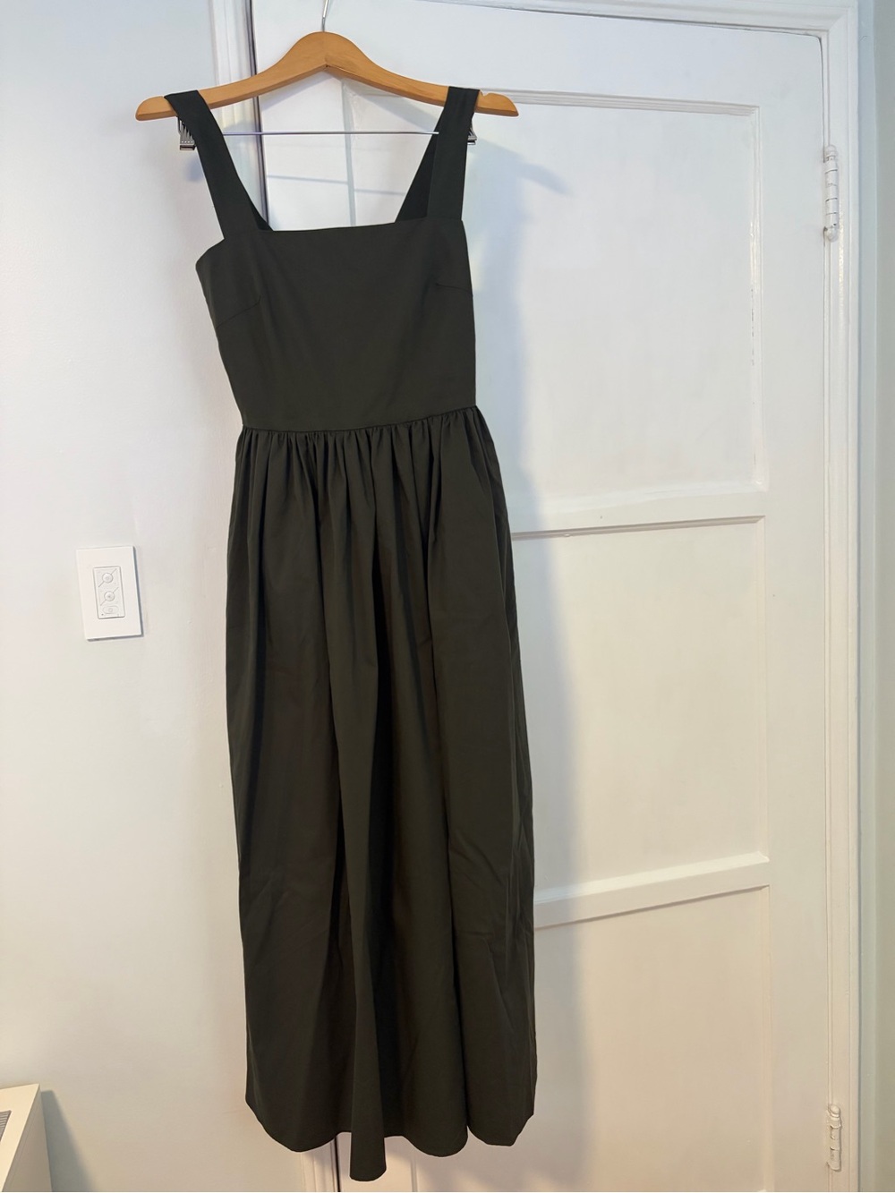 Moussy-Square-Neck Maxi Dress in muted green